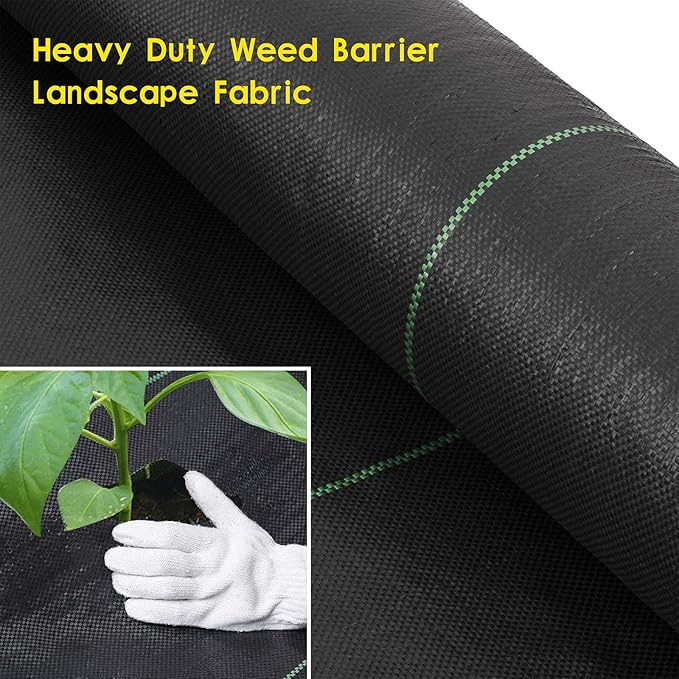 Weed Barrier Landscape Fabric Heavy Duty，Garden Fabric Weed Barrier，Black Mulch for Landscaping, Weed Blocker Fabric Garden Bed Cover Garden Supplies (5ft x 60ft)