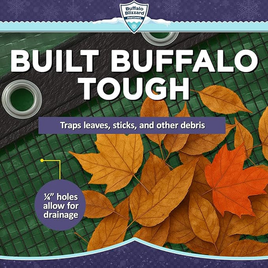 Buffalo Blizzard 33 ft Round Pool Leaf Net | Mesh Pool Net Cover | Leaf Net for Above Ground Pool | Easily Remove Leaves and Debris from Your Winter Cover | 3 Ft of Overlap | Winch & Cable Included