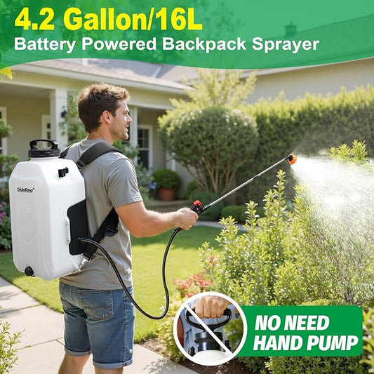 4.2 Gallon Backpack Sprayer Battery Powered, 100 PSI Electric Garden Sprayer Compatible with Makita 12V Battery, Weed Sprayer with Telescopic Wand & 4 Nozzles for Lawn, Yard & Pest Control