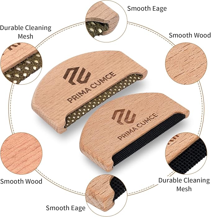 2 PCS Wooden Sweater Comb for De-Pilling Cashmere, Wool, Knitwear, Manual Lint Remover, Portable Depiller for Clothes, Fuzz, Bobbles, Pilling Shaver, Fabric Defuzzer, Sweater Care Tool - Image 5