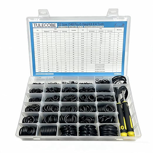 32 Size 1540 Pcs Universal Metric Nitrile Rubber(NBR) O Ring Assortment Kit & 4 Tools for Various car Auto Hydraulic Faucet Plumbing Pressure Washer Air or Gas Sealing Repair Home Repair