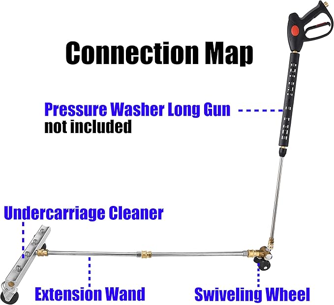 M MINGLE Pressure Washer Undercarriage Cleaner, Under Car Washer, with Swivel Wheel and 2 Extension Wand, 4000 PSI