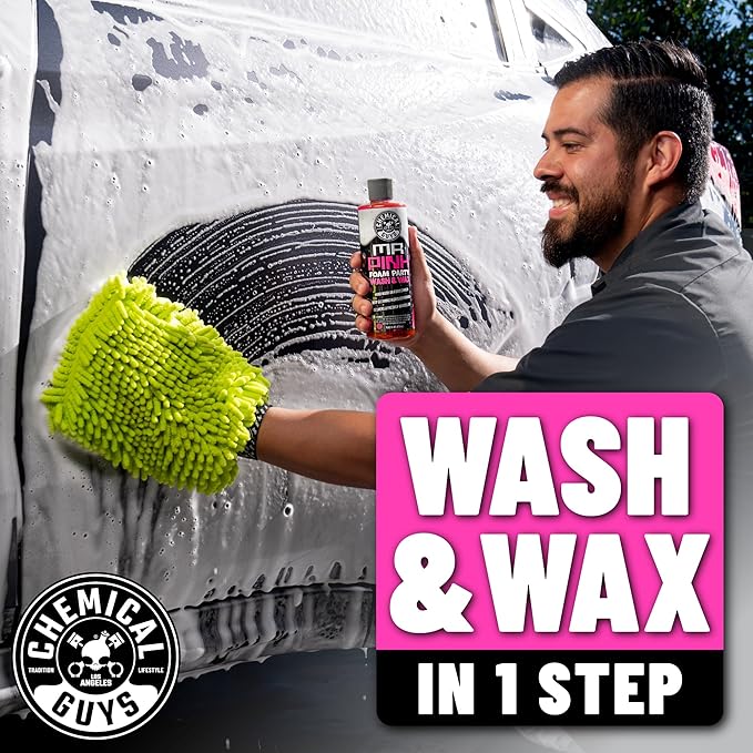 Chemical Guys EQP367 TORQ Professional Snow Foam Cannon Car Wash Snow Foamer + Mr. Pink Foam Party Wash & Wax 16 fl oz (Safe for Cars, Trucks, SUVs, RVs, & More) Works with Pressure Washer