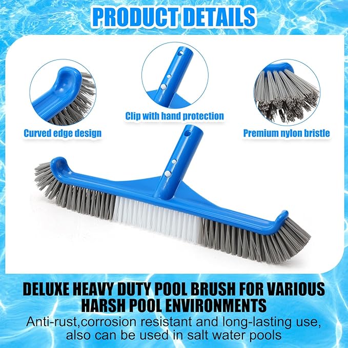 Pool Vacuum Kit Swimming Pool Vacuum Head With 1-1/2" x 30ft Pool Vacuum Hoses Flexible Pool Vacuum Head with Wheels And 14 '' Pool brush for Inground Pool Cleaning