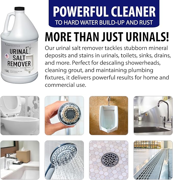 Urinal Salt Remover - Uric Acid Salts Scale Remover Unclogs Urinals and Removes Uric Acid Odors - 4 Gallons