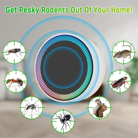 Ultrasonic Pest Control Repellent, Insect Indoor Repellent Plug in, Mini Pest Control Device for House, Ultrasonic Repellent for Mouse, Rodent, Roach, Mice, Mosquito, Spider, White-2 Pack