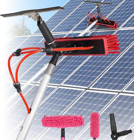 29.5FT Water Fed Pole Kit Adjustable Solar Panel Cleaning Kit Cleaner Tool for Window Glass Roof Outdoor Glass Brush Window Washing Equipment,9M