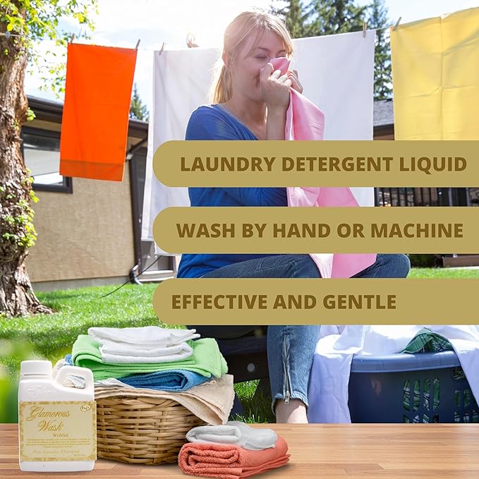 Worldwide Nutrition Bundle: Tyler Glamorous Wash Wishlist Scent Fine Laundry Liquid Detergent - Hand and Machine Washable - 4 oz, 112-gram Container and Multi-Purpose Key Chain