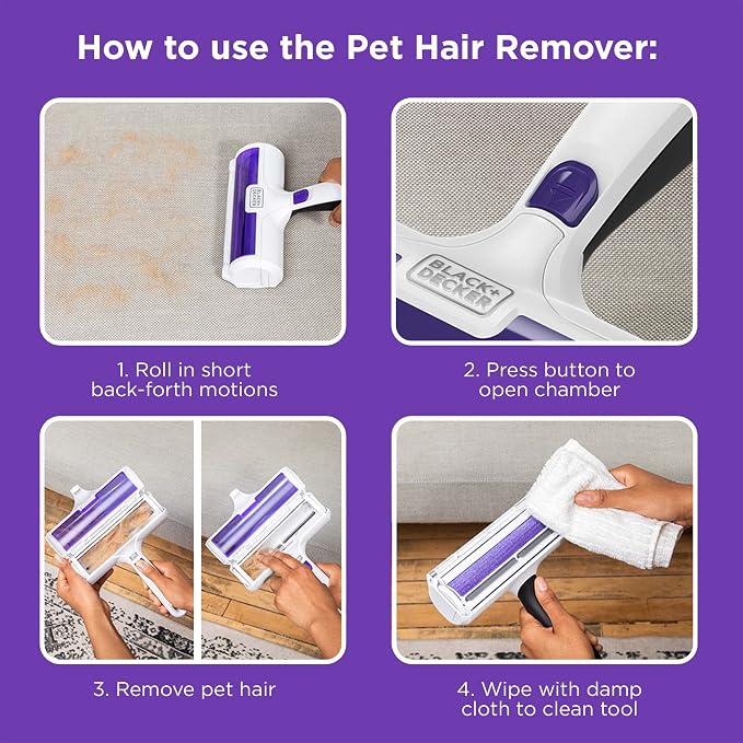 BLACK+DECKER Pet Hair Remover, Roller, Remove Dog Hair and Cat Hair Easily (HMSCT0001) - Image 7