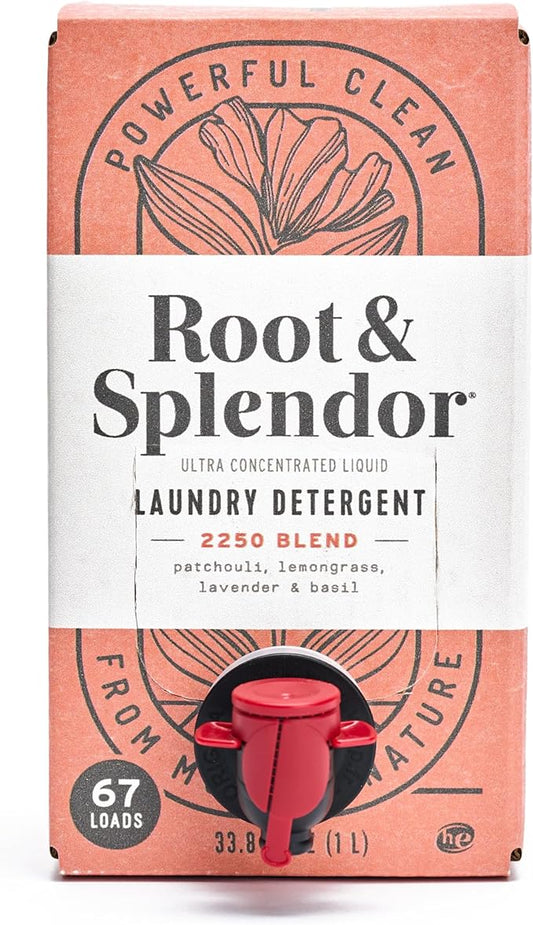 Root & Splendor Ultra Concentrated All Natural Laundry Detergent Liquid - Plant Based, Enzymatic Laundry Soap, 2250 Scent, 1 Liter, 67 Loads