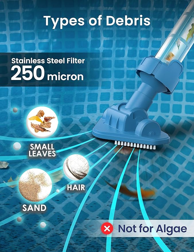 KOKIDO (2024 New) Rechargeable Spa Pool Vacuum Kit with Pole and Tools - Skimmer, Scrubber, Brush. IPX8 Cold/Hot watersafe, Steel Mesh Filter. Ideal for Spas Hot Tubs, for Sand and Debris XTROVAC 100