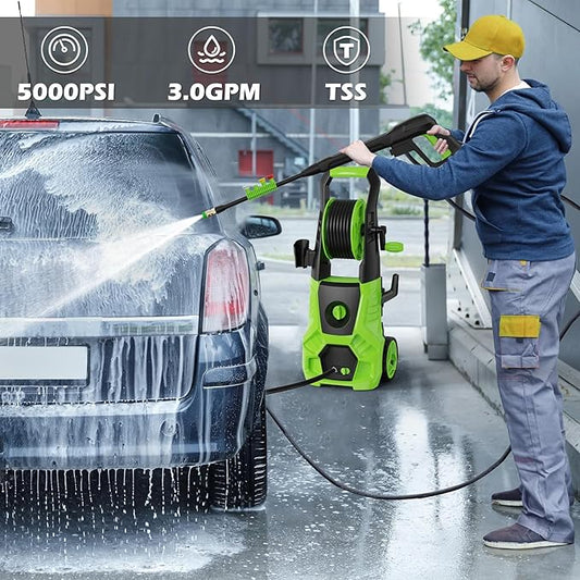 Hydro Jet Pressure Hose Water Wand for Gutter Patio Car Garden Window, Green