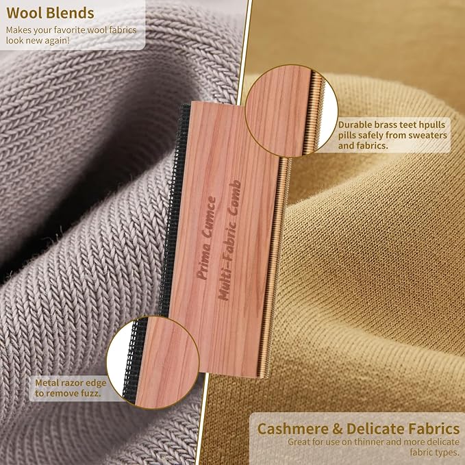 Cashmere Comb ?€? 100 x 44 x 10mm Multi-Fabric Shaver for Clothing ?€? Durable Cedar Wood Comb with Metal Pick ?€? Easy to Use and Portable Fiber Cloth Pilling Remover Ideal for Sweaters, Fuzz - Image 7