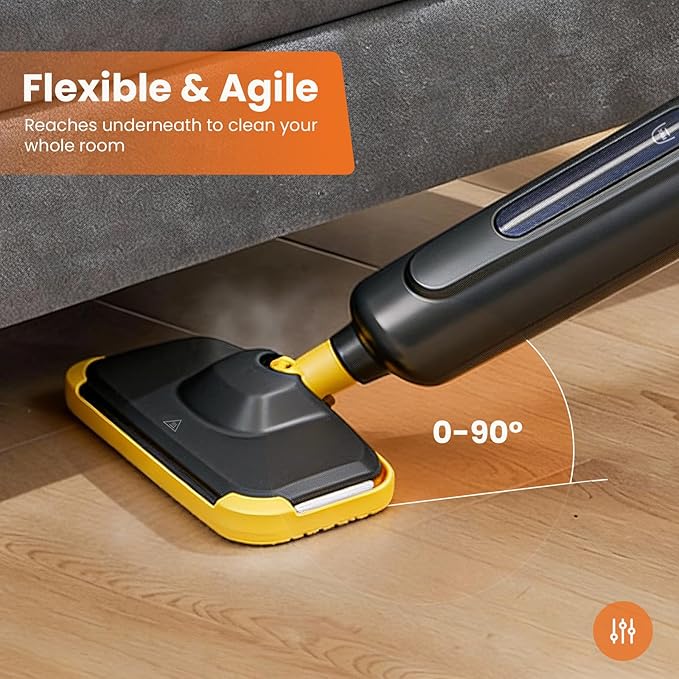 Sweetcrispy Steam Mop for Floor Cleaning,Lightweight Floor Steamer Cleaner for Hardwood/Tile/Laminate Floors Carpet, 2 Washable Pad, Black and Yellow