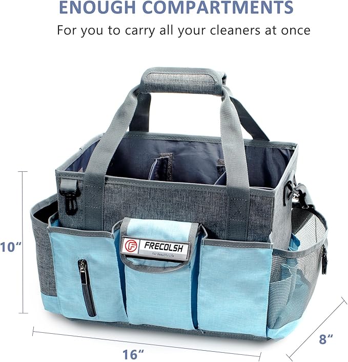 Large Cleaning Caddy for Cleaning Suppliers Organizer,15" Storage Organizer for House Clean Essential, Wearable Cleaing Bag, Storage Caddy for Housekeeping