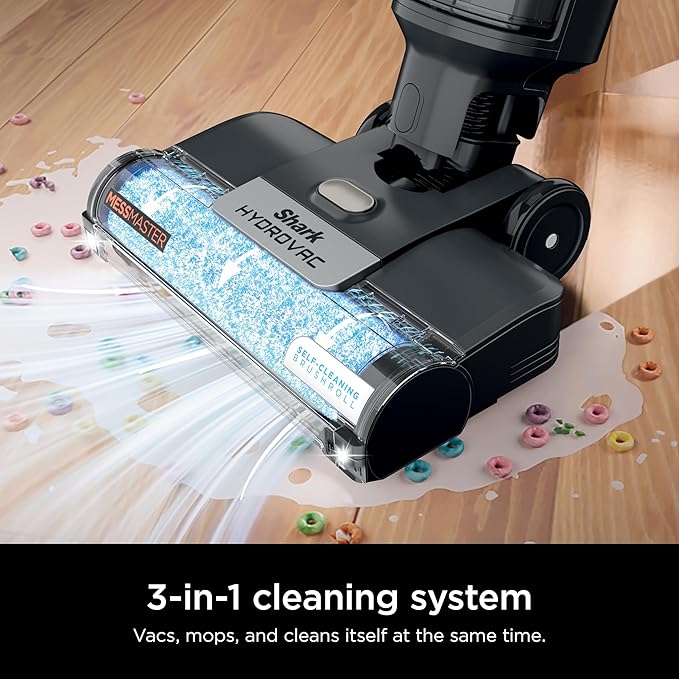 Shark HydroVac MessMaster Wet Dry Vacuum Cleaner, Cordless, 3-in-1 Vacuum Mop All in One & Self-Cleaning System, Lightweight, Powerful Suction, for Hard Floors & Area Rugs, Stone, WD261,Rose Gold