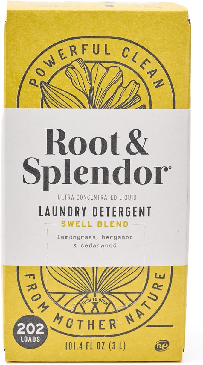 Root & Splendor Ultra Concentrated All Natural Laundry Detergent Liquid - Plant Based, Enzymatic Laundry Soap, Swell Scent, 3 Liter, 200 Loads
