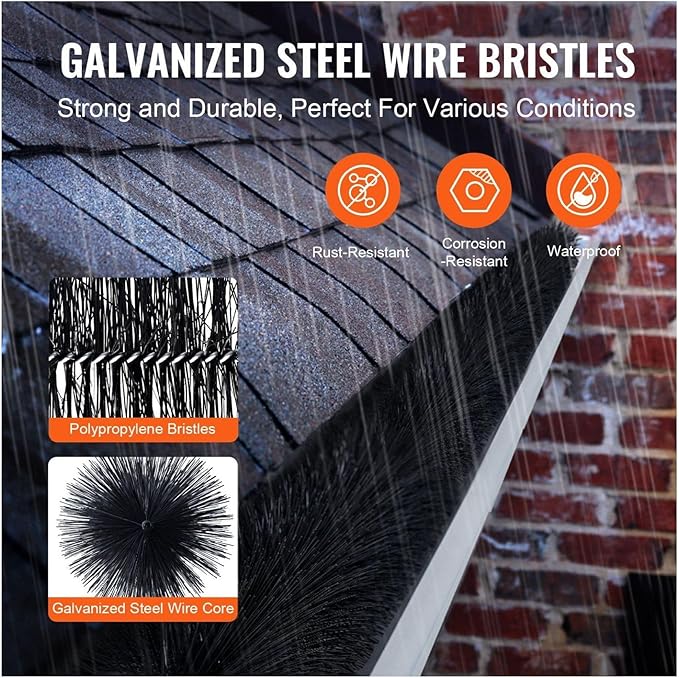 Gutter Brush 15ft, 4.33in Diameter - 5 Pack Gutter Cleaning Tools for 5 Inch Gutters, Leaf Guard, Easily Clear Debris, DIY Installation