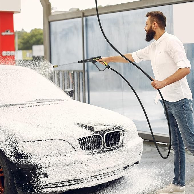 POHIR Pressure Washer Gun and 50FT Hose Kit, 3600 PSI Power Washer Gun Comes With 15in Extension Wand Parts 7 Nozzle Tips Quick Connect Set For Home Cleaning and Car Washing