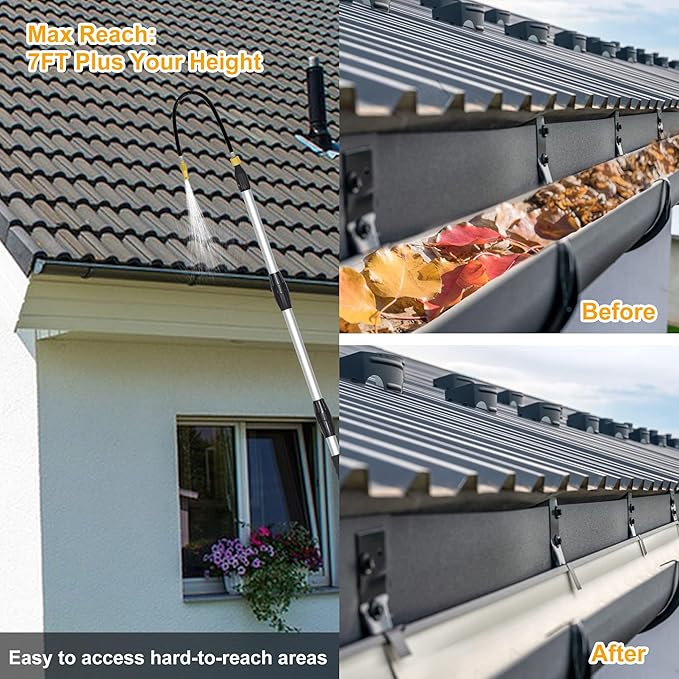 Gutter Cleaning Tools from The Ground, 7FT Rain Cleaner