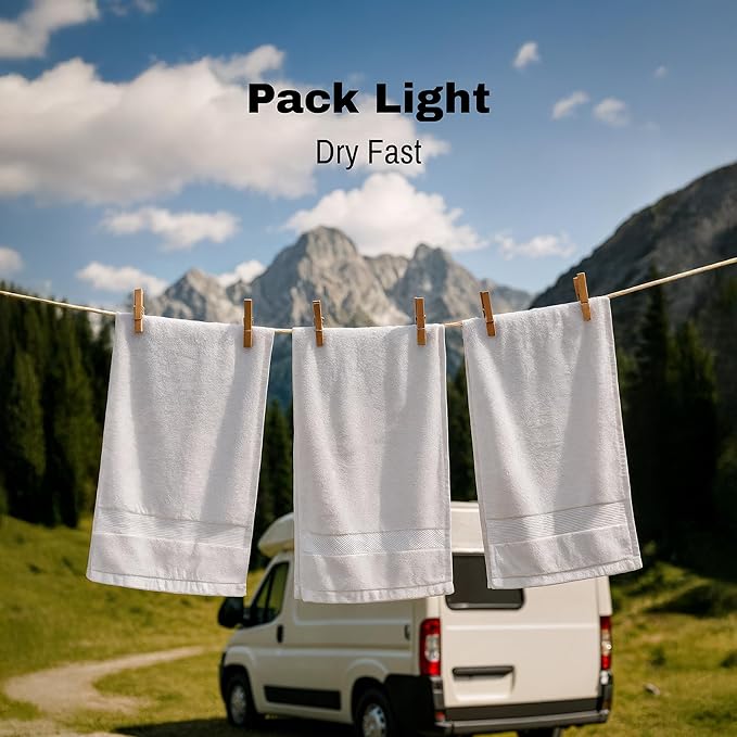 JMR White Bath Towels Bulk Pack of 12 (24x48) - 100% Cotton Lightweight & Quick-Dry Cotton Towels for Hotel, Rental Properties, Gym & Commercial Use