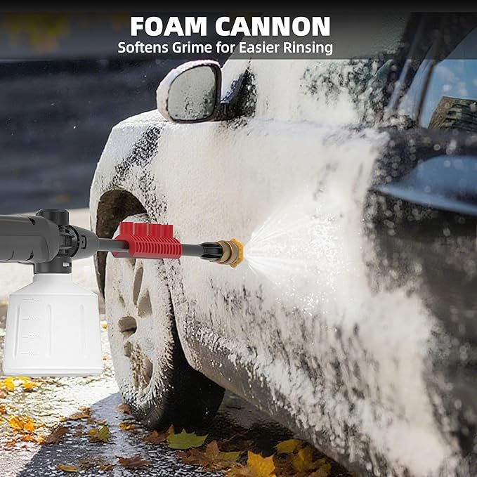 Electric Pressure Washer, 2.5 Max GPM Electric Power Washer with Foam Cannon, Powerwasher with 4 Nozzles, High Pressure Washer for Cars, Driveways, Patios, Decks
