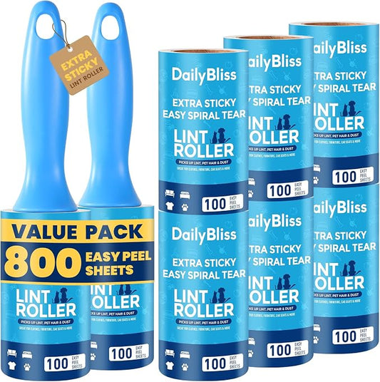 Extra Sticky Lint Roller for Pet Hair, 800 Sheets with 2 Handles | Easy Spiral Tear Lint Rollers,Lint Remover for Clothes, Dog and Cat Hair Remover with Ergonomic Handle by Unknown