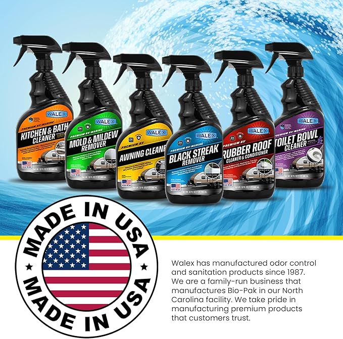 Walex RV Awning Cleaner - Safe for Vinyl & Fabric, Dissolves Tough Stains, Mold, Mildew, Dirt, Bird Droppings & More; Extends Awning Lifespan for RVs, Campers, Trailers & Motorhomes, 64 oz