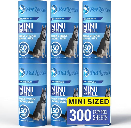 PetLovers Extra Sticky Lint Roller Mega Value Set for Pet Hair Removal, Dog and Cat Lint Remover (6 Pack Mini Refills) by PetLovers