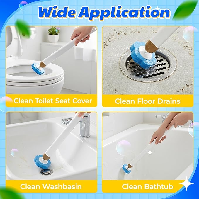 Toilet Bowl Wand Refills - 60 Count Disposable Replacement Brush Heads, Household Bowl Cleaners Refill Pads, Toilet Sponge Brush Scrubbers Cleaning Supplies for Home Washing Bathroom Bathtub