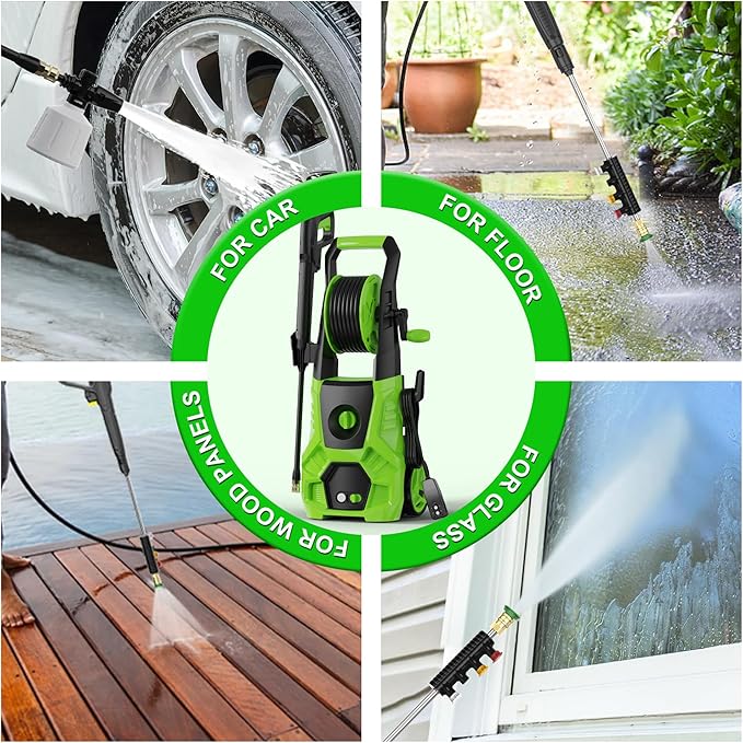 Hydro Jet Pressure Hose Water Wand for Gutter Patio Car Garden Window, Green