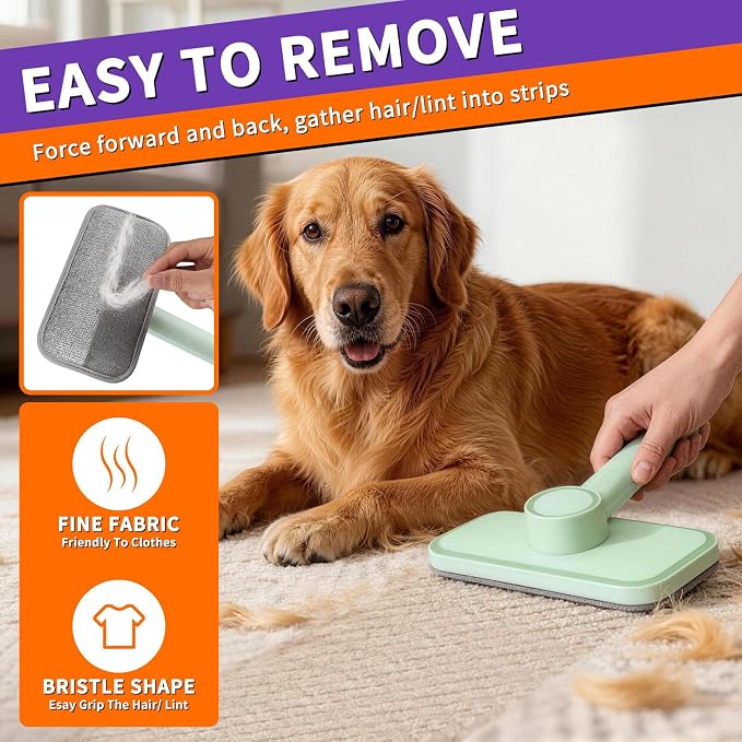 Pet Hair Removal Tool, Reusable Lint Brush for Multi-Fabric Edge | Upgraded Lint Broom Electrostatic Lint Brush Ideal for Pet Hair Removal, Couch & Bedding Cleaner, Dog & Cat Fur Removal - Image 2