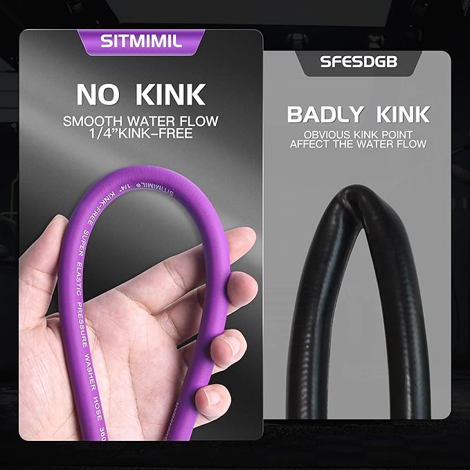 SITIMIMIL® Kink Resistant Super Flexible 1/4" Pressure Washer Hose 50FT, 3600PSI, M22-14mm, Universal Electric Power Washer Hose Replacement for Ryobi, Troy Bilt, Greenworks, More High Pressure Hose