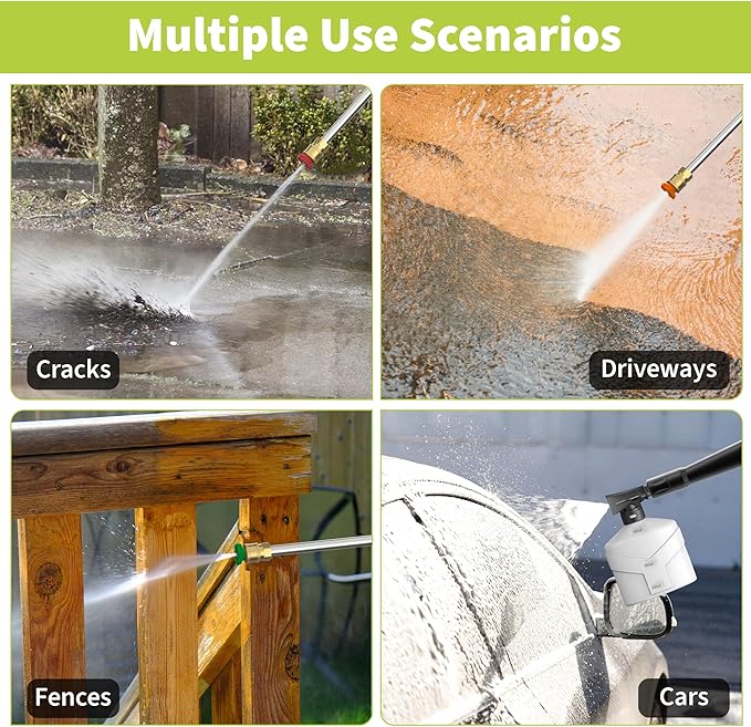Yeryork Pressure Washer, Power Washer with 4 Lockable Wheels, Steel Wand, 4 Quick Connect Nozzles, 500ml Foam Cannon, High Pressure Washer for Decks/Driveways/Cars Cleaning