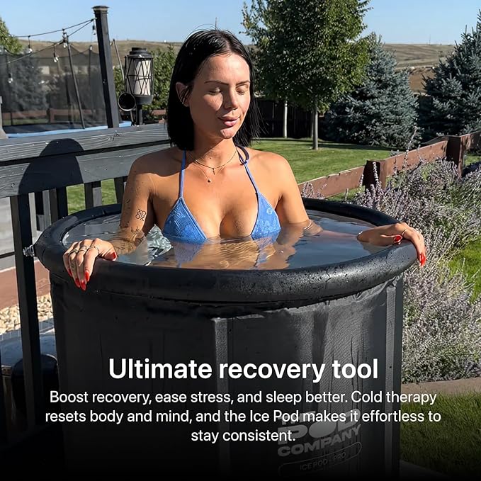 The Pod Company Pro Ice Pod Ultimate Cold Plunge Bundle – 100-Gallon Ice Bath with Standard Water Chiller, 18 Ice Bricks, Insulation Set, Water Jet, Maintenance & Cleaning Kits