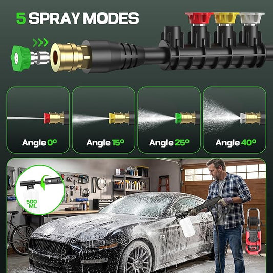 𝟐𝟎𝟐𝟔𝐧𝐞𝐰 Adjustable Press*ure Cle*aner, 4 Nozzles, Foam Cannon for Cars, Patios, Driveways, Red