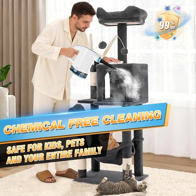 Handheld Steam Cleaner for Home, Pressurized 15s Instant Heat Steam Cleaner, 500ml Removable Water Tank & Self-Clean, Portable Multi-Surface Steamer for Cleaning, Kitchen, Bathroom, Car, Floor