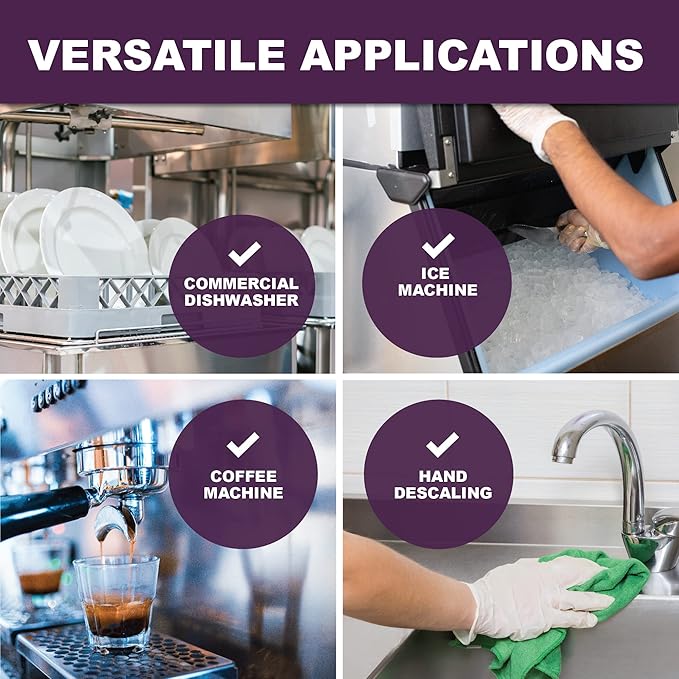 Universal Descaler - 2 Gallon - Commercial Grade Delimer for Dishwasher - Ice Machine Cleaner and Coffee Pot Descaler - Steam Tables - Hand Descaling