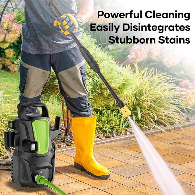 Multi-Surface Cleaning Tool with Foam Blaster, 35FT Power Cord and 20FT Hose, 3 Quick Connect Nozzles, 400ml Foam Bottle for Cars, Driveways, Fences, Patios, Home Cleaning