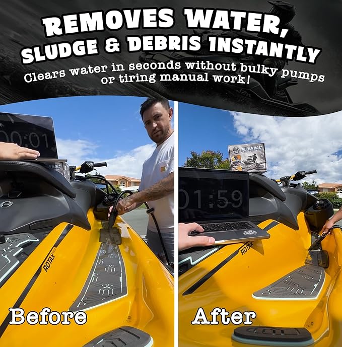 Salty Captain FlowVac Water Vacuum – Venturi-Powered Suction for Fast Water & Debris Removal – No Electricity Needed – Ideal for Boats, 4WD, Pools & Home Cleanup – Lightweight, Durable & Easy to Use