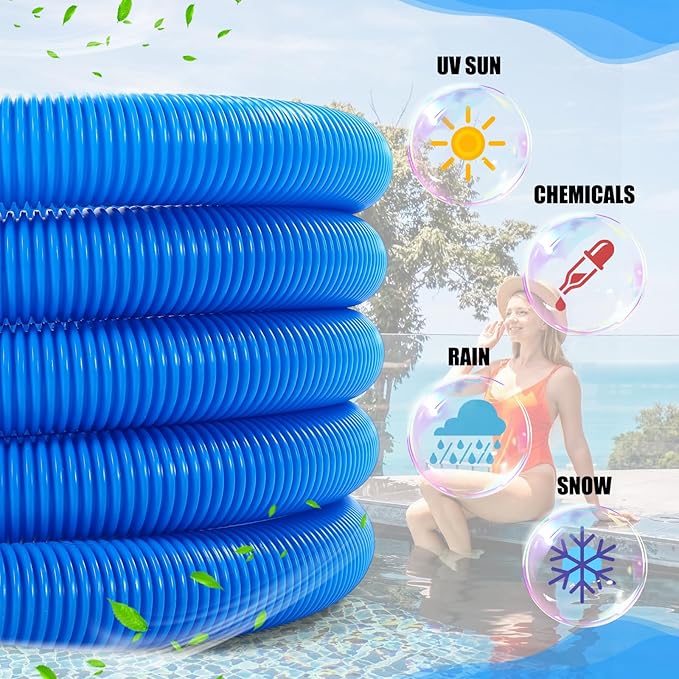 11.8" Swimming Pool Vacuum Head with 47" Long Pole and 1-1/4" x 18ft Hoses Flexible with Wheels for Inground Cleaning