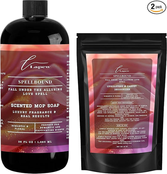 Lapew Spellbound Scented Cleaning Bundle | Carpet Deodorizer Powder (16 oz) & Mop Soap Concentrate (36 oz) | Pet-Friendly Odor Eliminator
