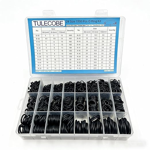 24 Size 1500 Pcs Universal Metric Nitrile Rubber(NBR) O Ring Assortment Kit for Various car Auto Hydraulic Faucet Plumbing Pressure Washer Air or Gas Sealing Repair Home Repair Home Repair