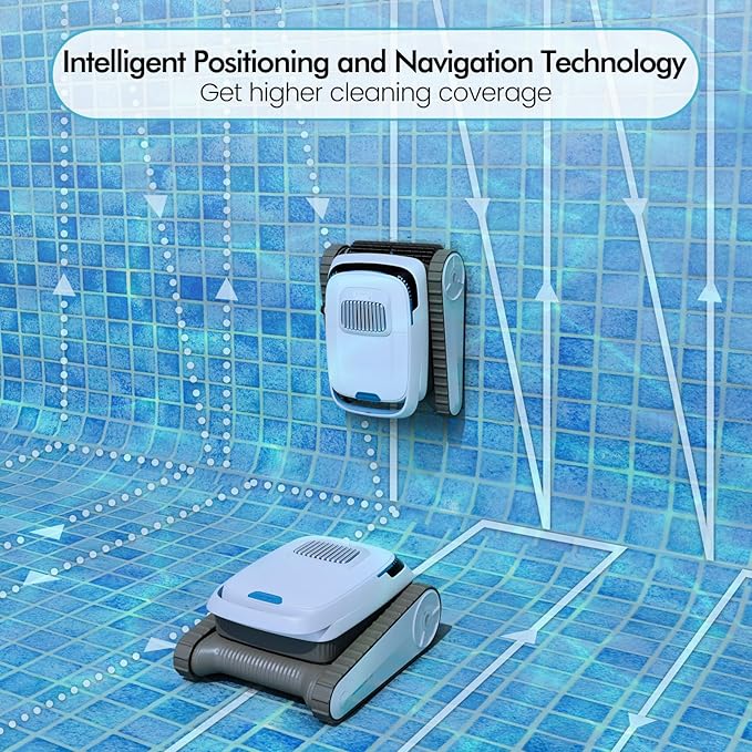 Pool Vacuum for Inground Pools, 45,000Pa Power, Smart Navigation, Cordless Robotic Pool Cleaner for Pool Floor, Wall & Waterline, 120min Runtime, Suitable for Inground and Above Ground Pools