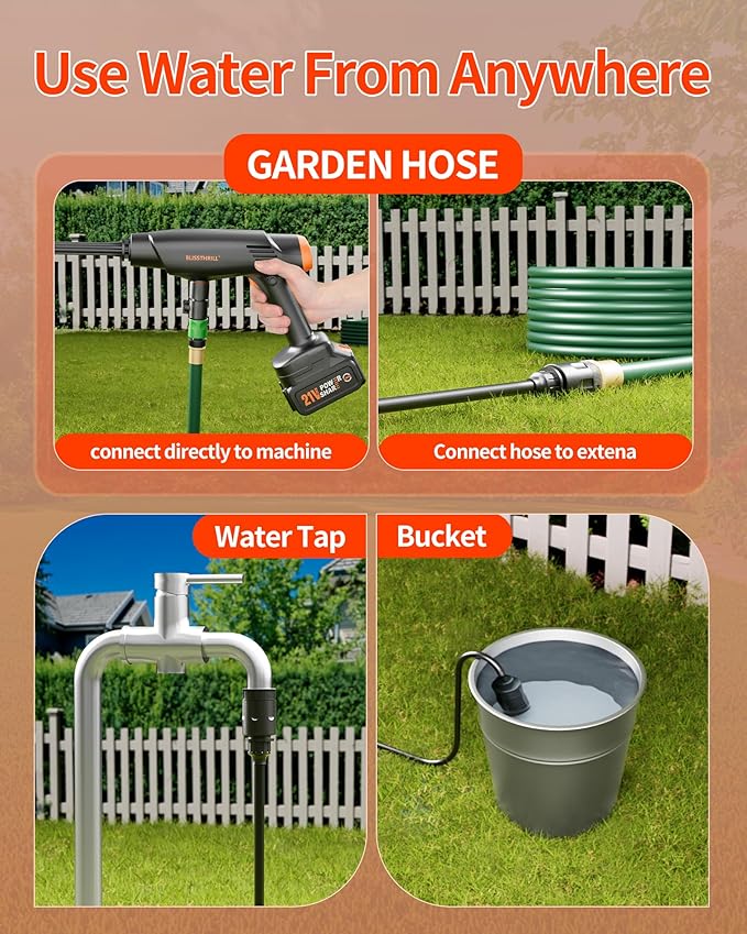 Handheld Battery Operated Washer, 1100 PSI Lightweight Mini Washer for Car, Home, Patio, Driveway and Garden Cleaning (EnduringOrange)