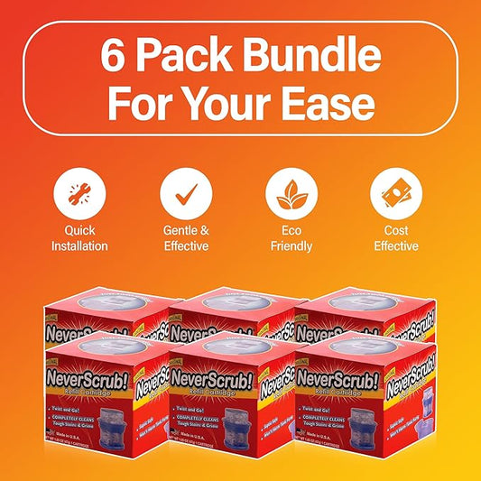 Self Cleaning Toilet System Replacement Cartridge, 1.65 oz, Lasts Up to 3-5 Months Continuous Toilet Bowl Cleaning - 6 Pack