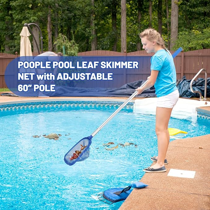 Pool Cleaning Kit, 16'' Pool Brush Head & Pool Skimmer Net with 60" Pole, Pool Net Skimmer & Pool Brush with Pole, Pool Net & Pool Brushes for Cleaning Pool Walls with Pole