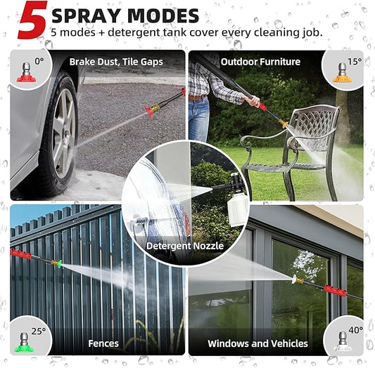 Electric Pressure Washer, 2.5 Max GPM Electric Power Washer with Foam Cannon, Powerwasher with 4 Nozzles, High Pressure Washer for Cars, Driveways, Patios, Decks