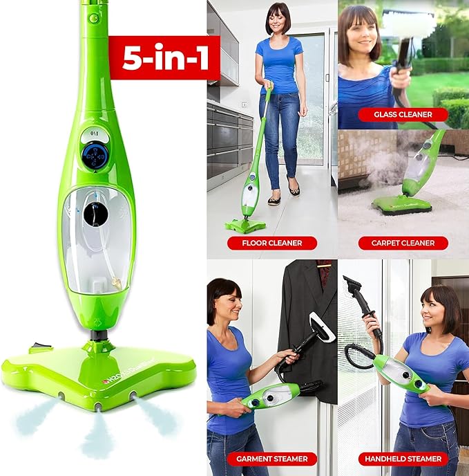 H2O X5 Dual Blast Steam Mop & Handheld Steam Cleaner | 5-in-1 Floor Steamer | Forward-Blast Mop Head for Edges & Tough Messes | Hardwood, Tile & Laminate Cleaner