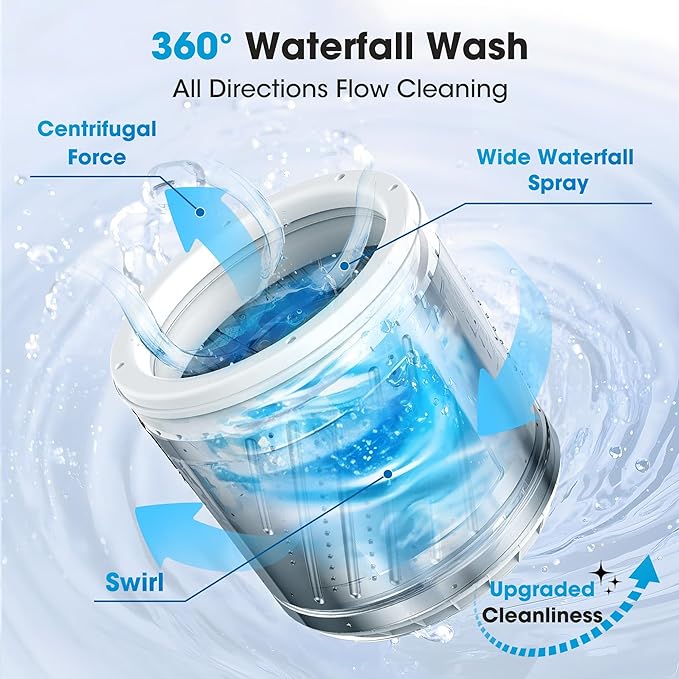Portable Washing Machine - Compact Home Laundry Washer for Apartment,1.5 Cu.ft,8 Wash programs,10 Water Level, Small Clothes Washer with Drain Pump for Bathroom, Dorms,RVs,White